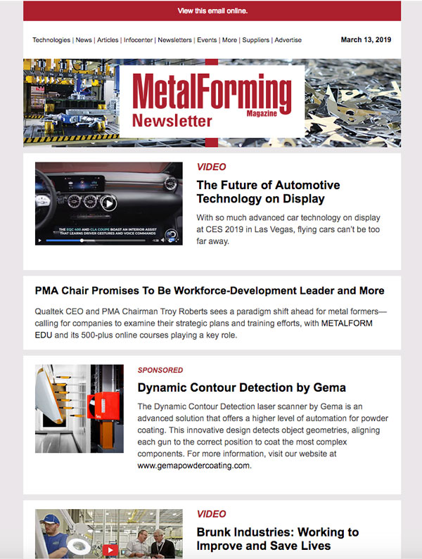 MetalForming newsletter